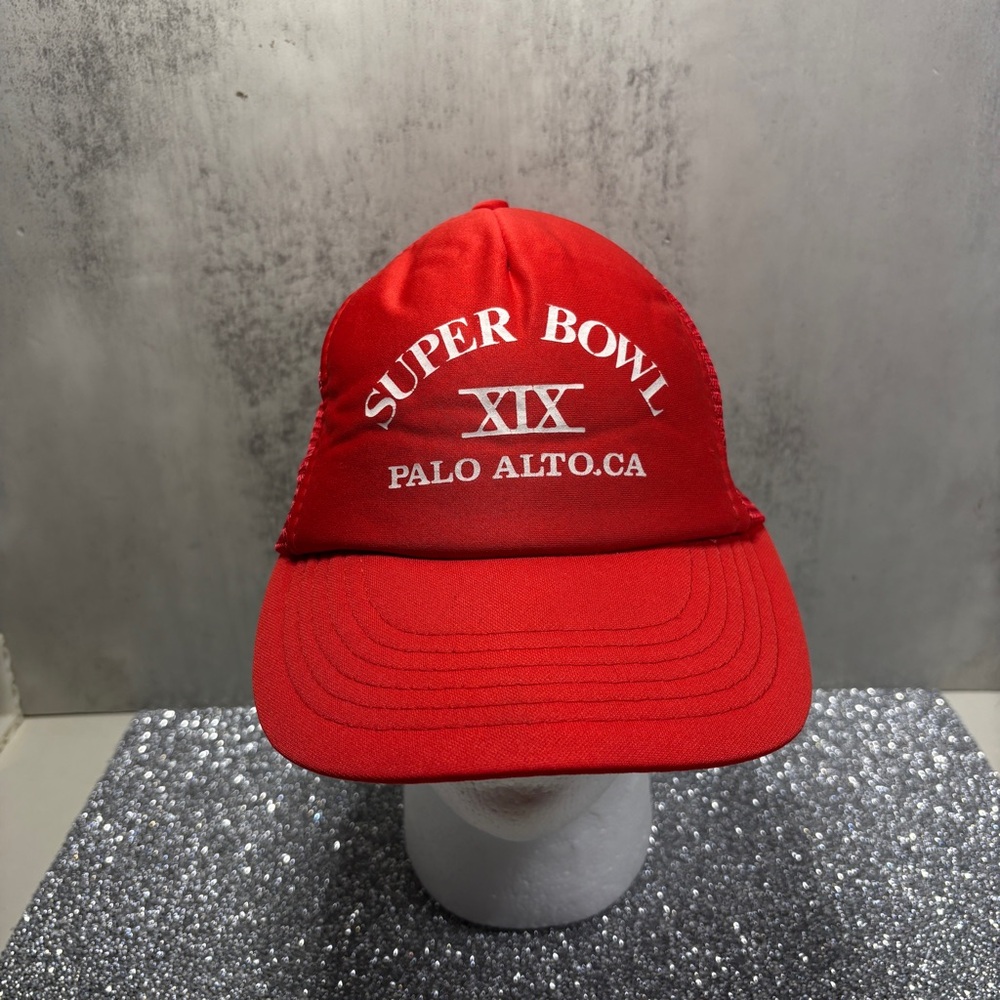 Vintage 1985’ Super Bowl XIX Red Baseball Cap 49ers V Dolphins @ Stanford U read